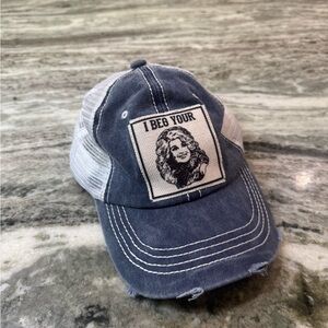 Blue and White Graphic Trucker Hat